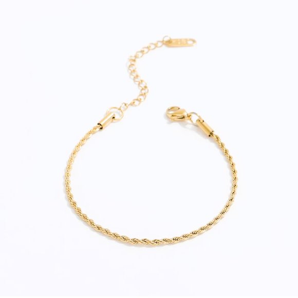 Timeless Gold Rope Chain Bracelet Waterproof Jewelry 18K Gold Rope Chain - Picture 5 of 14